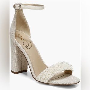 Sam Edelman Yaro Perla Beaded Block Heel Sandal - Wedding Shoe S9